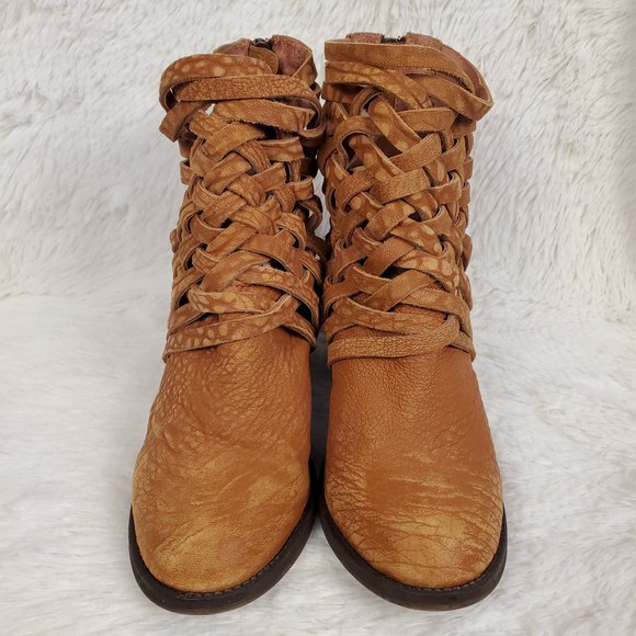 Free People Carrera Woven Leather Heel Boot Size 38 EU - Picture 2 of 7
